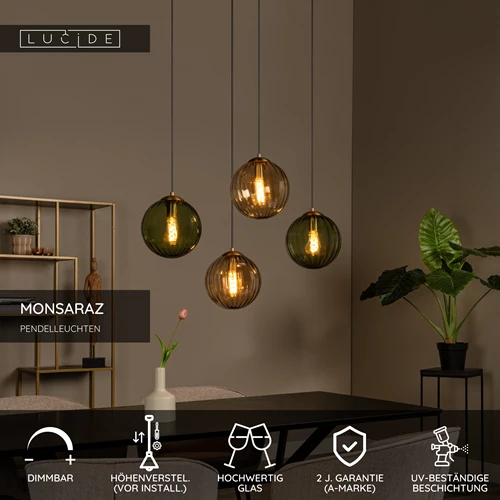 Lucide MONSARAZ - Pendelleuchten - 4xE27 - Grün - USP